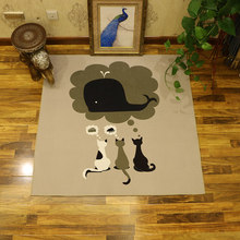 Alfombra cuadrada con dibujos de gato para niños, estera creativa con personalidad para dormitorio, sala de estar y Gateo 2024 - compra barato