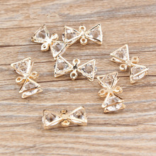 Free Shipping 50PCS Crystal Rhinestone Knot Bow Pendants DIY Jewelry Findings Gold Tone Alloy Jewelry Floating Pendant Charms 2024 - buy cheap