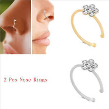 Stainless Steel Gold Color flower Nose Open Hoop Ring Earring Body Piercing Crystal Nose Studs Women Studs  Fashion Jewelry 2024 - buy cheap