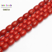 Natural de Coral Vermelho Tambor Contas Forma Beads para Fazer Jóias Pulseira de Contas DIY Jóias 15 "4x6mm 6x8mm 2024 - compre barato