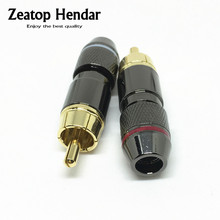2Pcs Copper  RCA Male Plug Adapter Audio Phono Gold Plated Solder Connector for Speaker Cable Amplifiers 2024 - buy cheap
