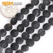 8mm GEM-inside Coin Shape Natural Black Agates Stone Beads for Jewelry Making Strand 15 Inches New Fashion Gifts DIY 2024 - buy cheap