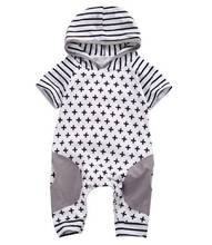 2020 summer style baby clothes unisex baby rompers stripe short sleeve Cross pattern Hooded jumpsuit newborn children Climbing 2024 - buy cheap