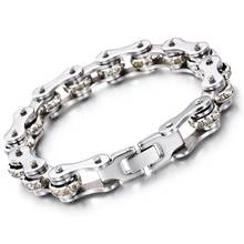 21CM*12mm Women Mens Rhinestone Bike Bracelets 316L Stainless Steel Motorcycle Biker Bicycle White Crystal CZ Bracelet Jewelry 2024 - buy cheap