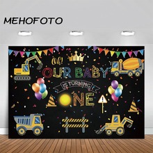 Construction Backdrop for Photography Birthday Party Banner Background Dump Truck Digger Excavator Boy Kids Party Decoration 2024 - compre barato