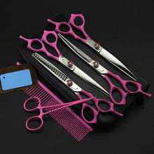 6 kit Professional Japan 440c 7 inch pet dog grooming shears cutting hair scissors dog thinning barber hairdressing scissors set 2024 - buy cheap
