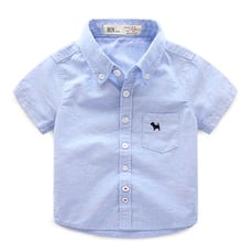 Ropa para niños, camisa 100% de algodón, camisas de bebé con cuello vuelto, tops de color sólido, estilo de verano, manga corta, 2015 2024 - compra barato