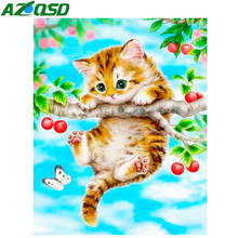 AZQSD Алмазная картина кошка Алмазная мозаика кошка вышивка крестом картина Стразы Сделай Сам 5d ручной работы Домашний декор рукоделие подарок 2024 - купить недорого