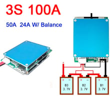 12 3S V 100A 50A 24A w/Lipo Equilíbrio Li-ion BMS Placa de Proteção Da Bateria De Lítio de Grande Corrente de 18650 módulo de baterias 2024 - compre barato