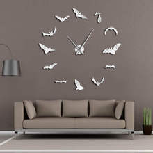 Bats Large Wall Clock Modern Design Halloween Home Decor DIY Frameless Giant Wall Clock Vampire Bats Wall Art Mirror Clock 2024 - buy cheap