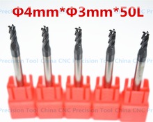 4mm*3mm*50mm,Freeshipping,CNC solid carbide end mill,TiAlN coated end milling cutter,HRC 50 Degrees,4 Flutes milling cutter 2024 - buy cheap