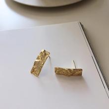 INS 1PAIR 100% Authentic 925 Sterling silver Golds irregular Rectangle Geometric  Stud earrings FINE jEWELRY TLE614 2024 - buy cheap