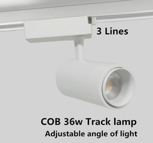 Lâmpada led cob 36w para pista de teto, alumínio, ângulo ajustável de lâmpada 3 linhas, holofote de 240v 2024 - compre barato