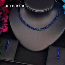 Hibride conjunto de joias com pedra azul de zircônia cúbica, conjunto de brincos brilhante para vestido de noiva acessórios preço de atacado 2024 - compre barato