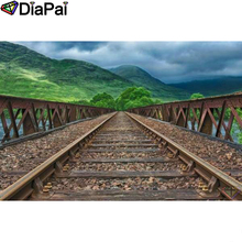 DIAPAI-pintura de diamante 5D DIY "paisaje del ferrocarril", bordado de diamantes de imitación cuadrados o redondos, estilo punto de cruz, decoración 3D, A24075, 100% 2024 - compra barato