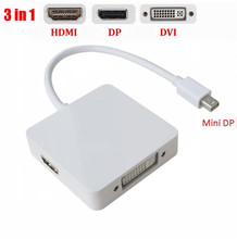 100 шт./лот * 3 в 1 mini 1080 P/displayport mini dp к HDMI DVI Display port DP адаптер конвертер кабель для Apple macbook 2024 - купить недорого