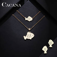 CACANA Stainless Steel Sets For Women Carp Shape Necklace Bracelet Earring Jewelry Lover's Engagement Jewelry 2024 - buy cheap