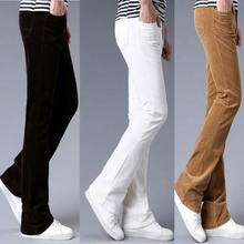 Men's Casual Pants Men's Casual Micro Bell-bottomed Corduroy trousers Korean version of the Stretch Slim Wide Leg pants 2024 - buy cheap