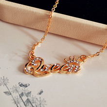 SHUANGR Luxury Gold-Color Queen Crown Chain Necklace Zircon Crystal Necklace Women Fashion Jewelry Birthday Present 2024 - buy cheap