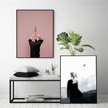 Cuadro de pared de paisaje de chica con ventana, lienzo impreso, póster nórdico, blanco y negro, imágenes para decoración del salón 2024 - compra barato