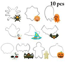 Molde de acero inoxidable para hornear galletas, para Halloween, estrella, fantasma, calabaza, murciélago, Araña, cortador de galletas, herramientas DIY para fiesta, 10 Uds. 2024 - compra barato