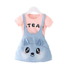 Baby girl summer short-sleeved denim dress children's cartoon dress 1-4 years old children's clothing 2024 - buy cheap