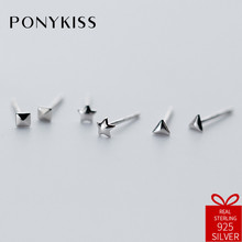 PONYKISS Trendy 100% 925 Sterling Silver Chic Star Geometric Stud Earrings Women Prevent Allergy Jewelry Party Cute Jewelry Gift 2024 - buy cheap