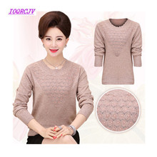 Spring Autumn Knitting Sweater 40-50-year-old middle-aged Mother dress Loose Large size 4XL sweater Long sleeve Women Tops B113 2024 - buy cheap