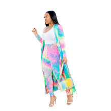 Size Two Pieces Matching Set Sexy Rainbow Printed 2 Pieces Set Women Clothes 2021 Long Cardigan Tops + Pants Tracksuits Casual 2024 - buy cheap