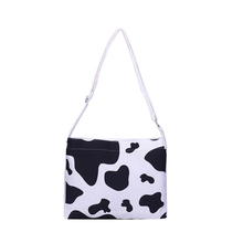 Fashion Women's bag canvas shoulder bag black with white milk Cow Print messenger bag for ladies Travel Beach Top-handle Bag 2024 - buy cheap