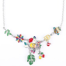 Bonsny Statement Necklace Enamel Bird Alloy Plating White K Long Pendant 2016 New Jewelry For Women Collares Charm Accessories 2024 - buy cheap