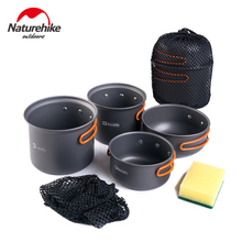 Naturhike -New Ultralight Outdoor Camping Cookware Utensils Four Combination Cookware Tableware For Picnic Bowl Pot Pan Set 2024 - buy cheap
