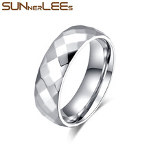 Sunnerleas-anillos de acero inoxidable para hombre y mujer, joyería de moda, superficie de rombos de titanio, Color plateado, regalo R-022 2024 - compra barato