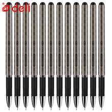 Deli 12pcs/set writing gel pen neutral pen black ink refills high quality gel pen student stationeries 0.38mm pens school supply 2024 - buy cheap