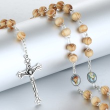 Colar vintage de crucifixo com pingente de jesus, colar feminino com crucifixo da virgem maria, joias com corrente de miçangas 2024 - compre barato