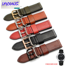 UYOUNG-Correa de reloj Vintage con cuero de vaca italiano de cabeza gruesa para jeep/PAM111, 22, 24mm, negro, marrón, Verde 2024 - compra barato