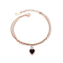 New Trendy Personality Fashion Jewelry Gift Stainless Steel Rose Gold Color Love Heart Decorating Charm Bracelet for Woman 2024 - buy cheap