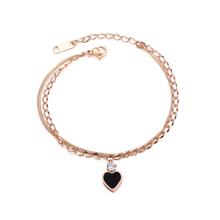 Novidade, tendência, personalidade, joia de presente, aço inoxidável, cor ouro rosa, amor, coração, decoração, charme de pulseira para mulher 2024 - compre barato