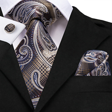 Gravata vintage masculina com lenço de seda, gravata marrom formal para casamento, festa, negócios, hi-tie 2024 - compre barato