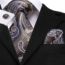 SN-3212 Men Tie For Men Necktie Paisley Silk Tie Cufflinks Set Jacquard Brown Formal Men's Tie For Wedding Party Business Hi-Tie 2024 - buy cheap