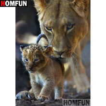 HOMFUN Full Square/Round Drill 5D DIY Diamond Painting "Animal lion" 3D Diamond Embroidery Cross Stitch Home Decor A19183 2024 - buy cheap