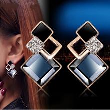 Everoyal Trendy Silver Plated Girls Stud Earrings For Women Jewelry Charm Crystal Gold Square Earrings Female Party Accessories 2024 - buy cheap