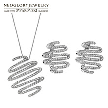 Neoglory Rhinestone Jewelry Set Elegant Geomeric Copper Luxuriant Necklace & Earrings Embellished With Crystals From Swarovski 2024 - buy cheap