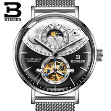 Швейцарские часы BINGER, Мужские автоматические механические часы от лучшего бренда, роскошные часы с сапфировой изогнутой поверхностью, мужские часы 2018 2024 - купить недорого