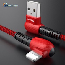 Tiegem-cabo de 90 graus usb para telefone celular, carregador de dados usb e de carga rápida para iphone x, xs max, xr, 8, 7, 6, 5, 6s 2024 - compre barato