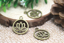 20pcs--Lotus Flower Charms, Antique Bronze 2 sided Lotus Flower Charm pendants 24x20mm 2024 - buy cheap