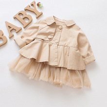 Nueva chaqueta de bebé niñas color sólido cuello vuelto primavera otoño abrigo bebé ropa de abrigo 8BB032 2024 - compra barato
