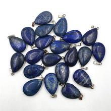 Wholesale 24pcs/lot hot fashion natural stone Lapis Lazuli water drop pendants Charms fit Necklaces making jewelry 2024 - buy cheap