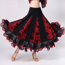 Women's Modern Dance Skirt Girls Ballroom Dancing Suit Spring Summer Lace Dress Standard Friendship Dance Wear D0824 2024 - buy cheap