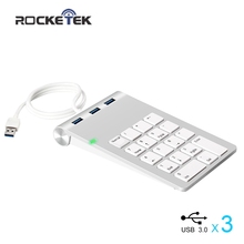 Rocketek-teclado numérico USB de 18 teclas, con tres concentradores USB 3,0, para Mini teclado Digital, ultrafino, para PC 2024 - compra barato